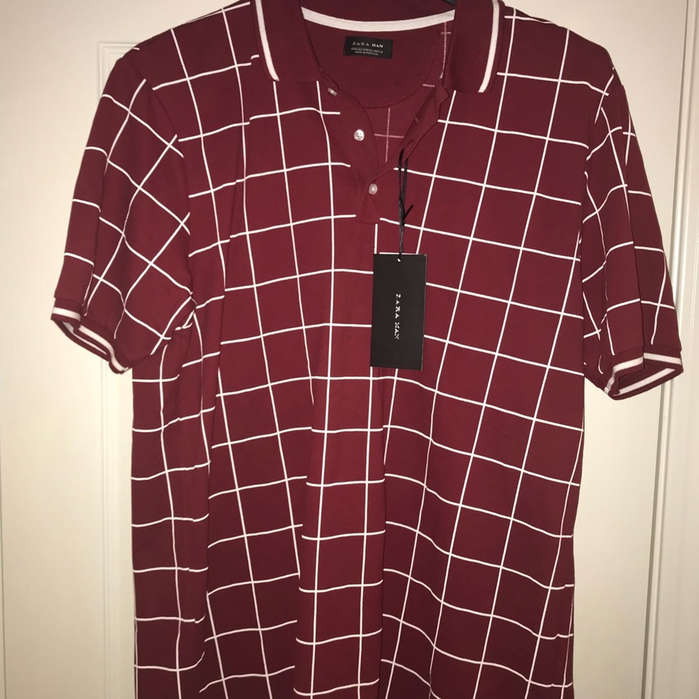 Zara man wine and white stripe polo. - Picture 2 of 7